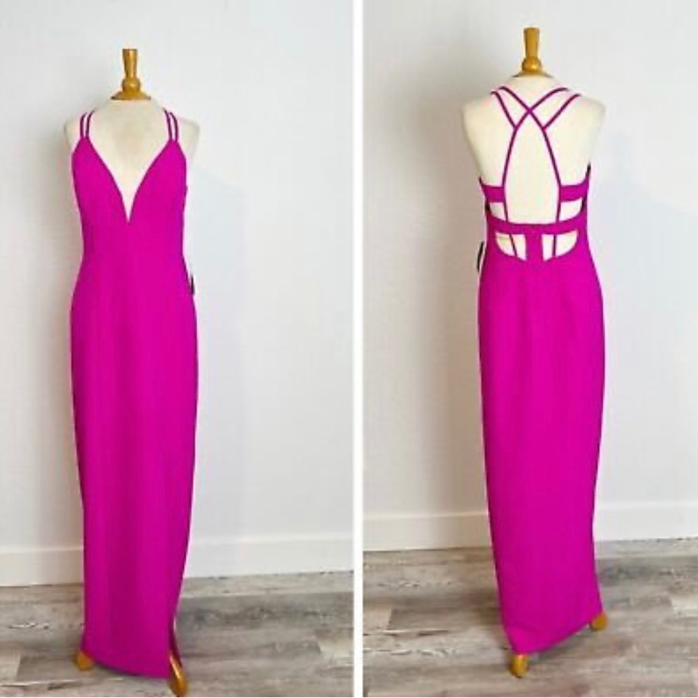 Aidan Mattox pink column gown / dress